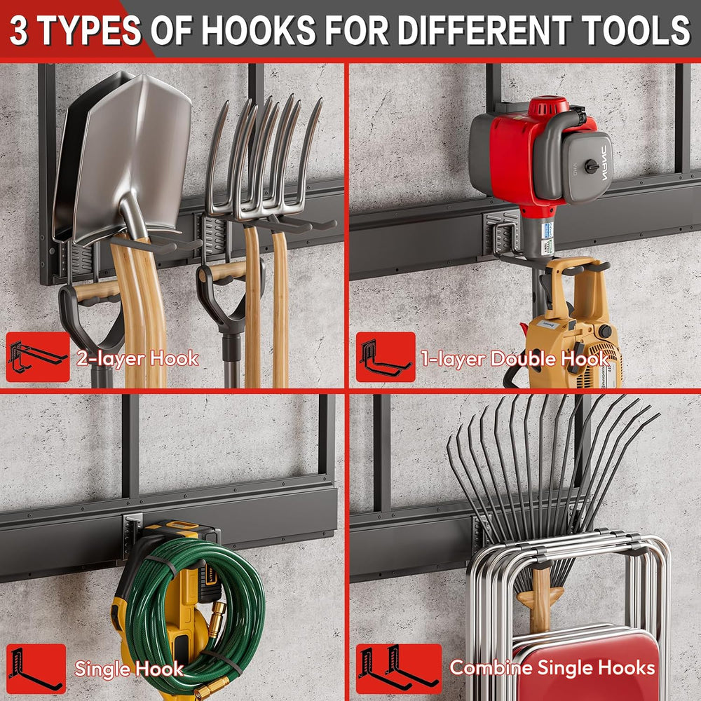 Garage Wall Organizer with Storage Shelves, 32" Garden Tool Organizer wi...