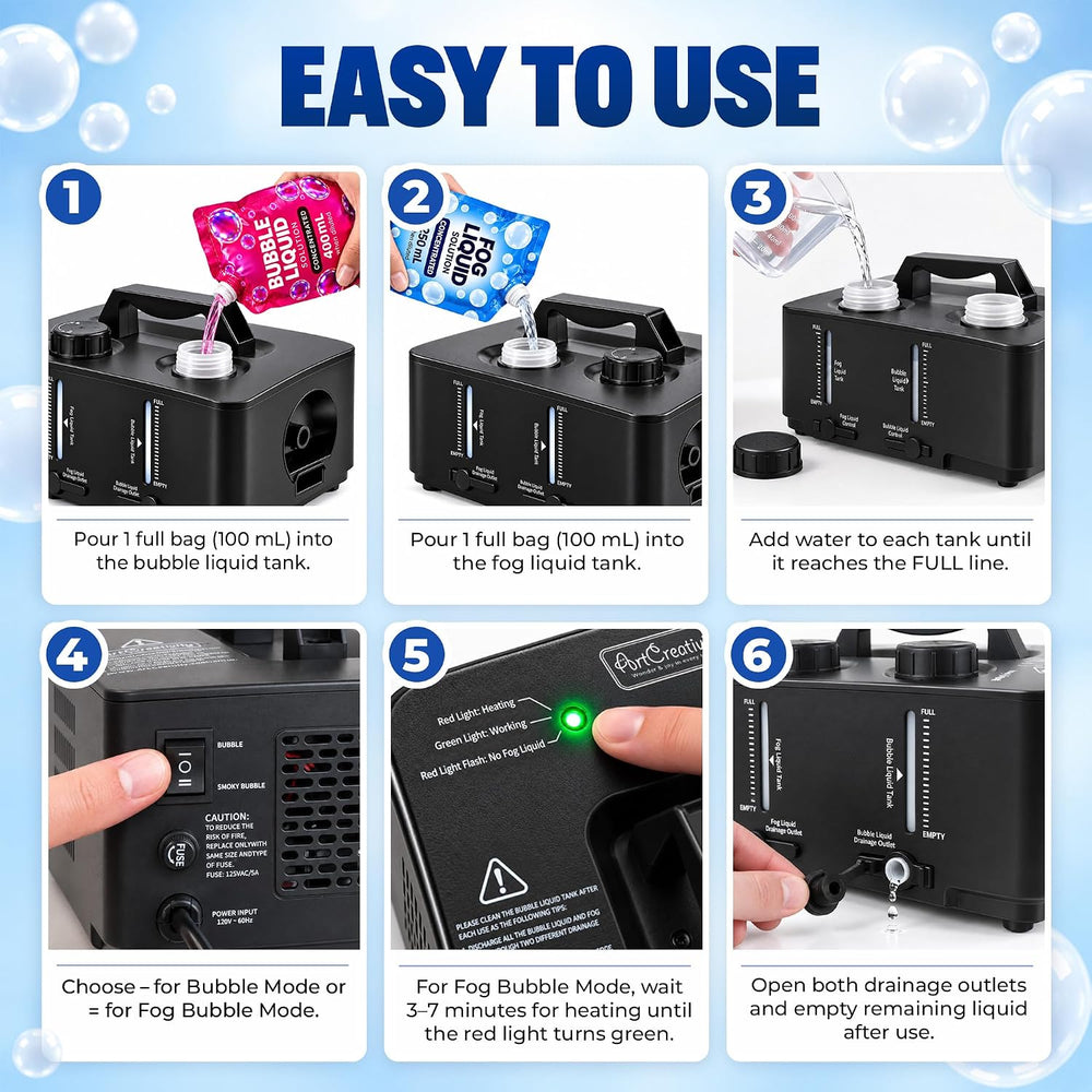 Fog Bubble Machine - High Powered Smoke Bubble Machine for Halloween Party
