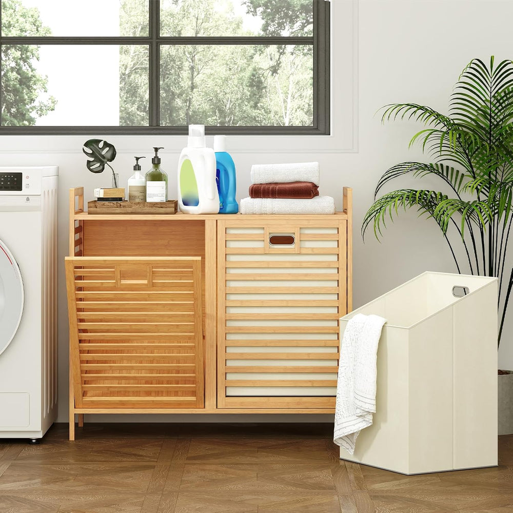 Giantex Tilt Out Laundry Hamper w/Removable & Foldable Fabric Bins