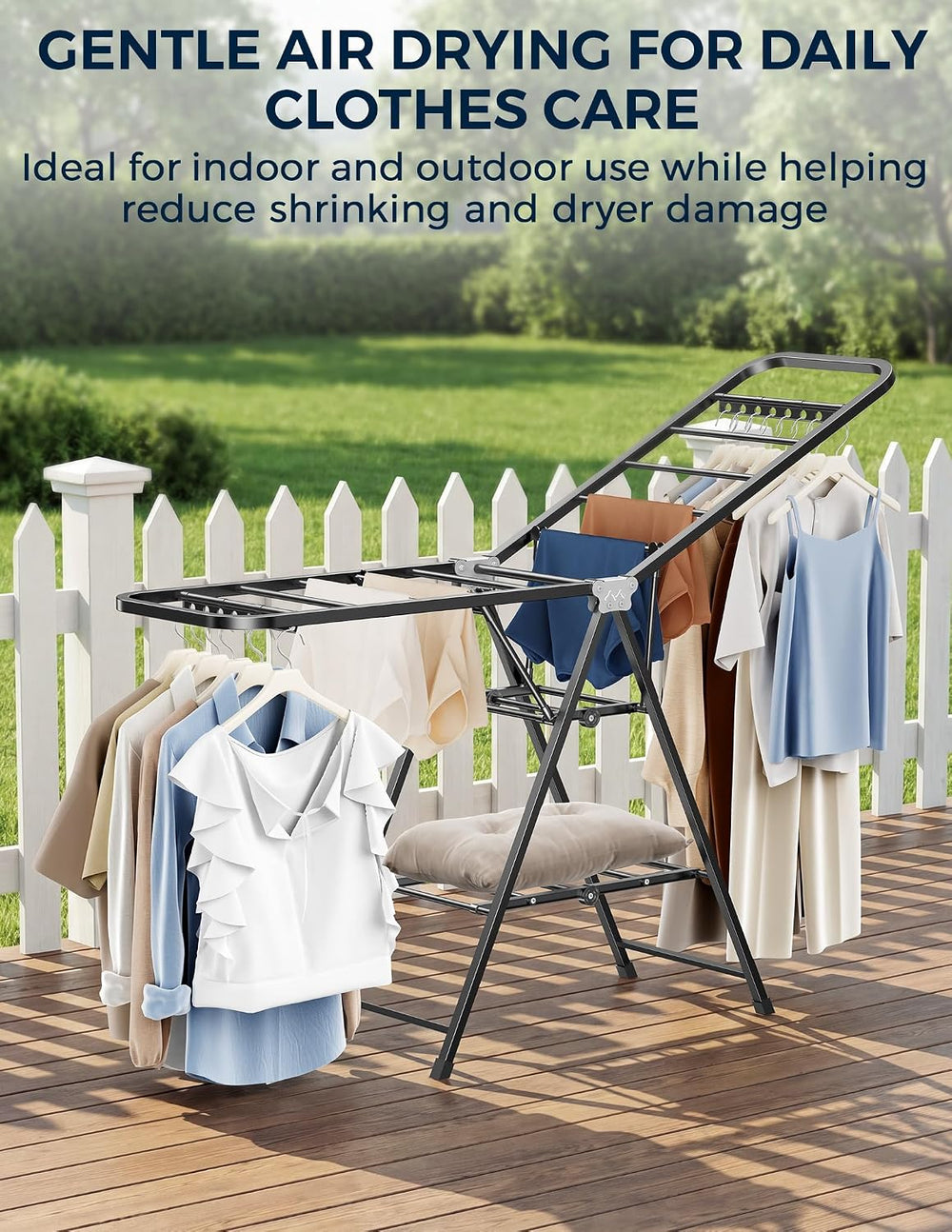 Clothes Drying Rack, Foldable Laundry Drying Rack with Reinforced Steel Tubes...
