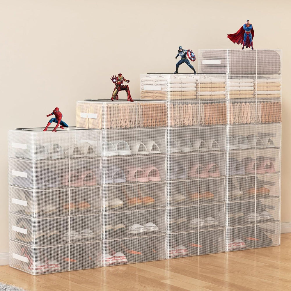 3 Pack Clear Shoe Closet Organizer for Boots Sneaker, 15.8" x 11.8"...