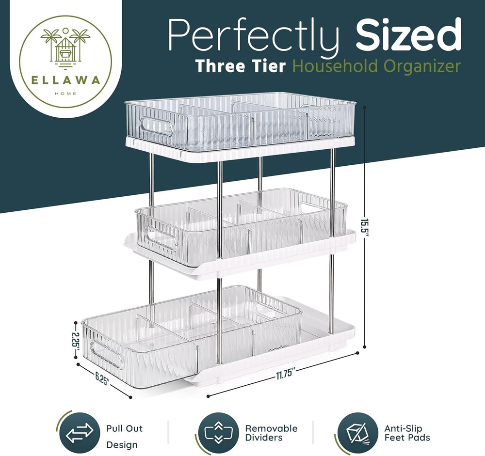 3-Tier Under Sink Organizer – Pull-Out Storage for Kitchen & Bathroom – U...