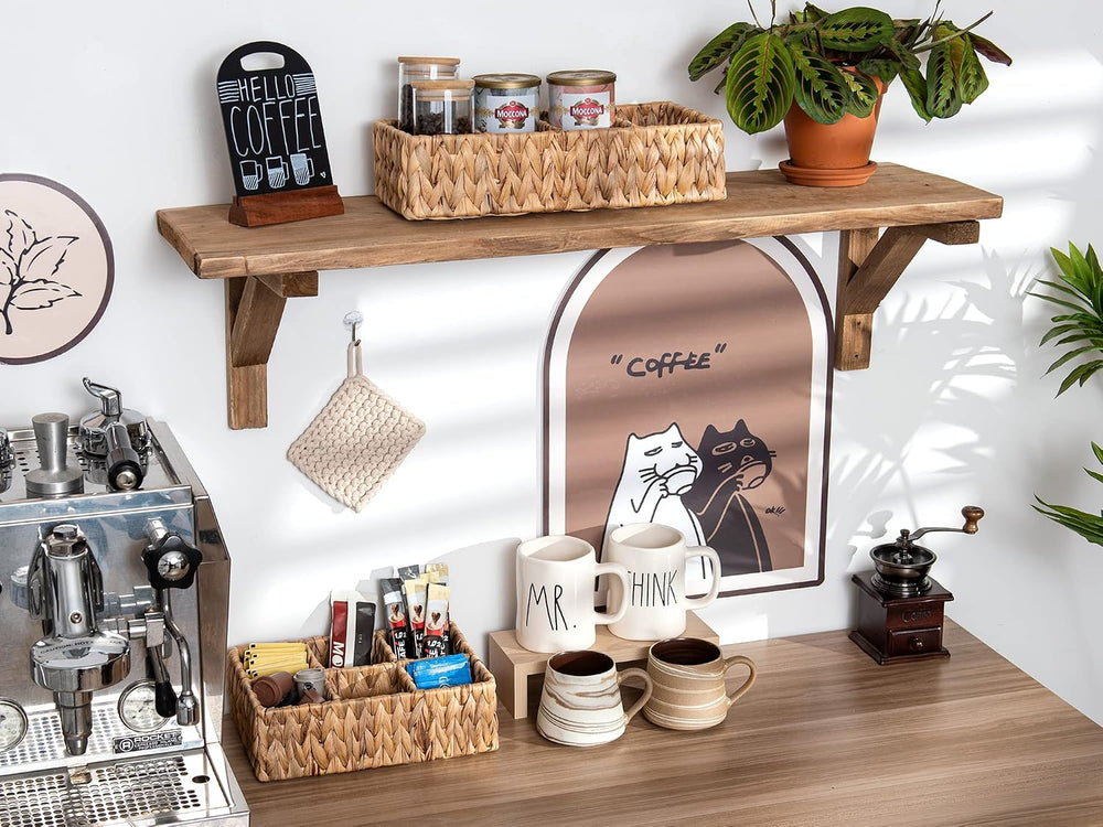 StorageWorks Small Wicker Basket for Organizing with 4-Section, Natural Water...