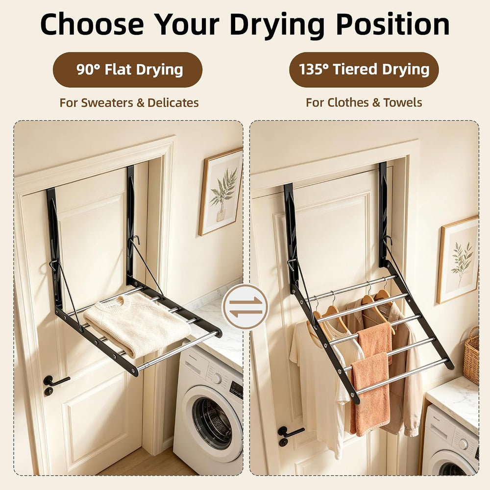 Over the Door Drying Rack, Adjustable Length Clothes & Towel Rack