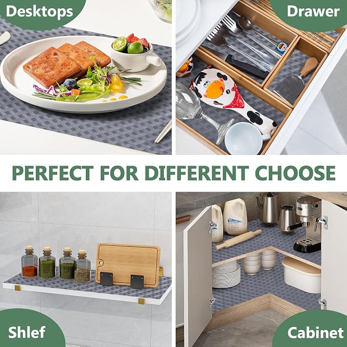 Shelf Liners, Non-Adhesive Drawer Liner, Waterproof & Oil-Proof Kitchen C...