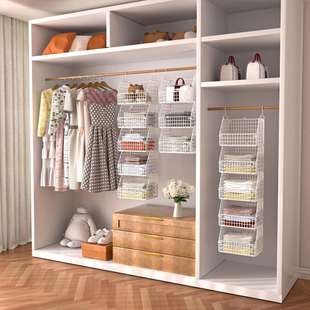 PUPPYCUTE Hanging Closet Organizer and Storage, Clothes Hanging Shelves Wire ...