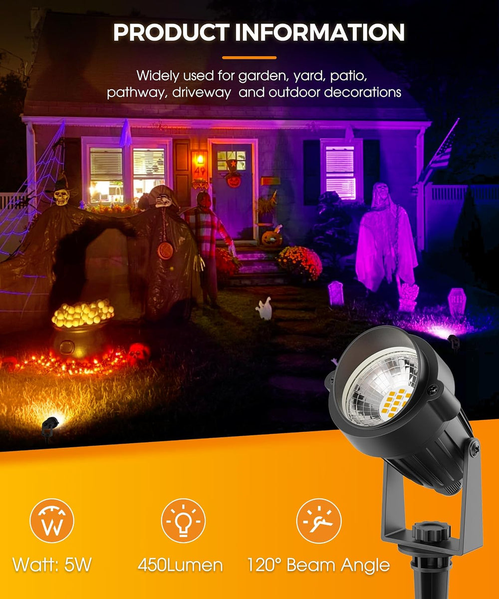 L LOHAS LED Orange Halloween Lights Outdoor Spotlight Dusk to Dawn Plug in