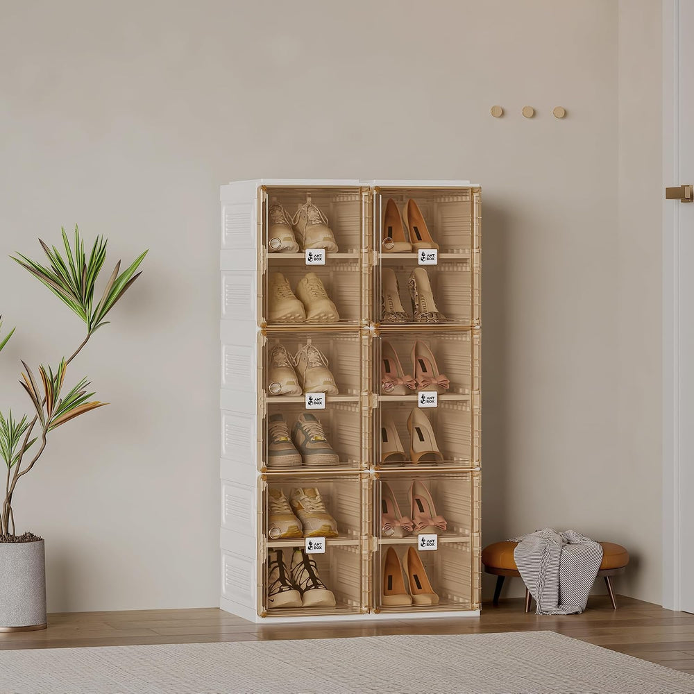 ANTBOX Shoe Organizer Storage Box, Portable Folding Shoe Rack For Closet With...