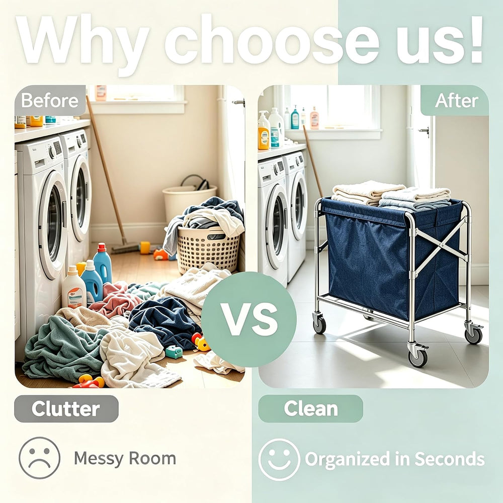 Commercial Laundry Cart with Wheel, Foldable Laundry Cart (400L)