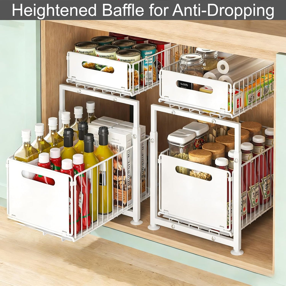 Under Sink Organizer, 2-Tier Multi-Use Kitchen and Bathroom Organizers and St...