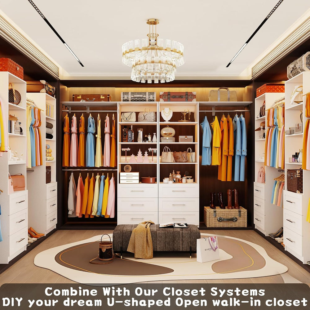 Closet System with 6 Drawers, 6FT-12FT Modular Closet Organizer System with 7...