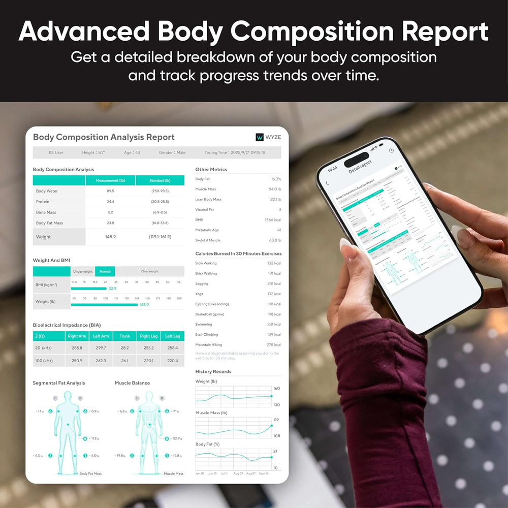 WYZE Scale Ultra BodyScan 8-Electrode Smart Scale, Wi-Fi Auto-Sync