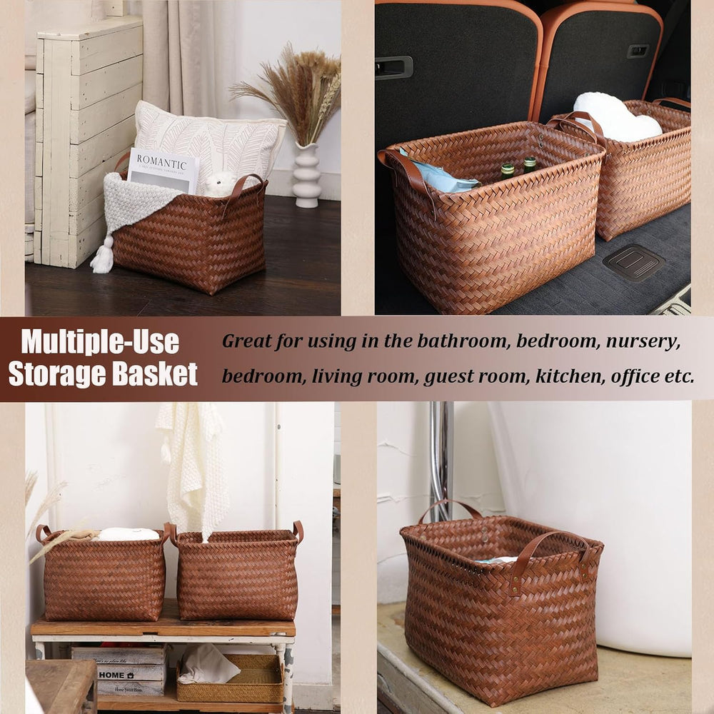 BROWNLILY Handwoven Clothes Basket Laundry Hampers Large Wicker Storage Baske...
