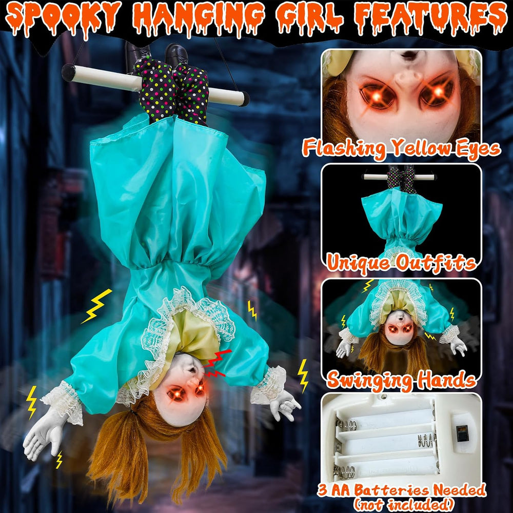 30'' Scary Halloween Animatronic Decorations Outdoor Hanging Swinging...