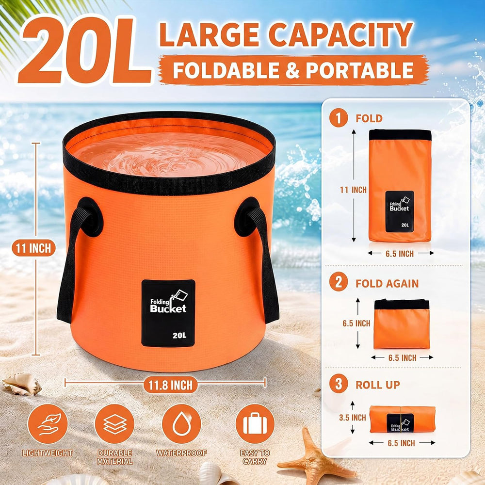 5 Gallon 4 Pack Collapsible Bucket,Orange