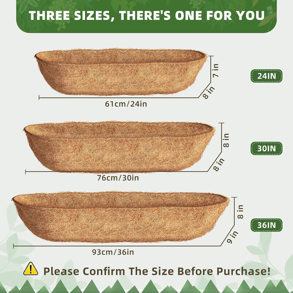 36'' Trough Coco Liners 3 Pack, Natural Coconut Coir Fiber for Wall B...