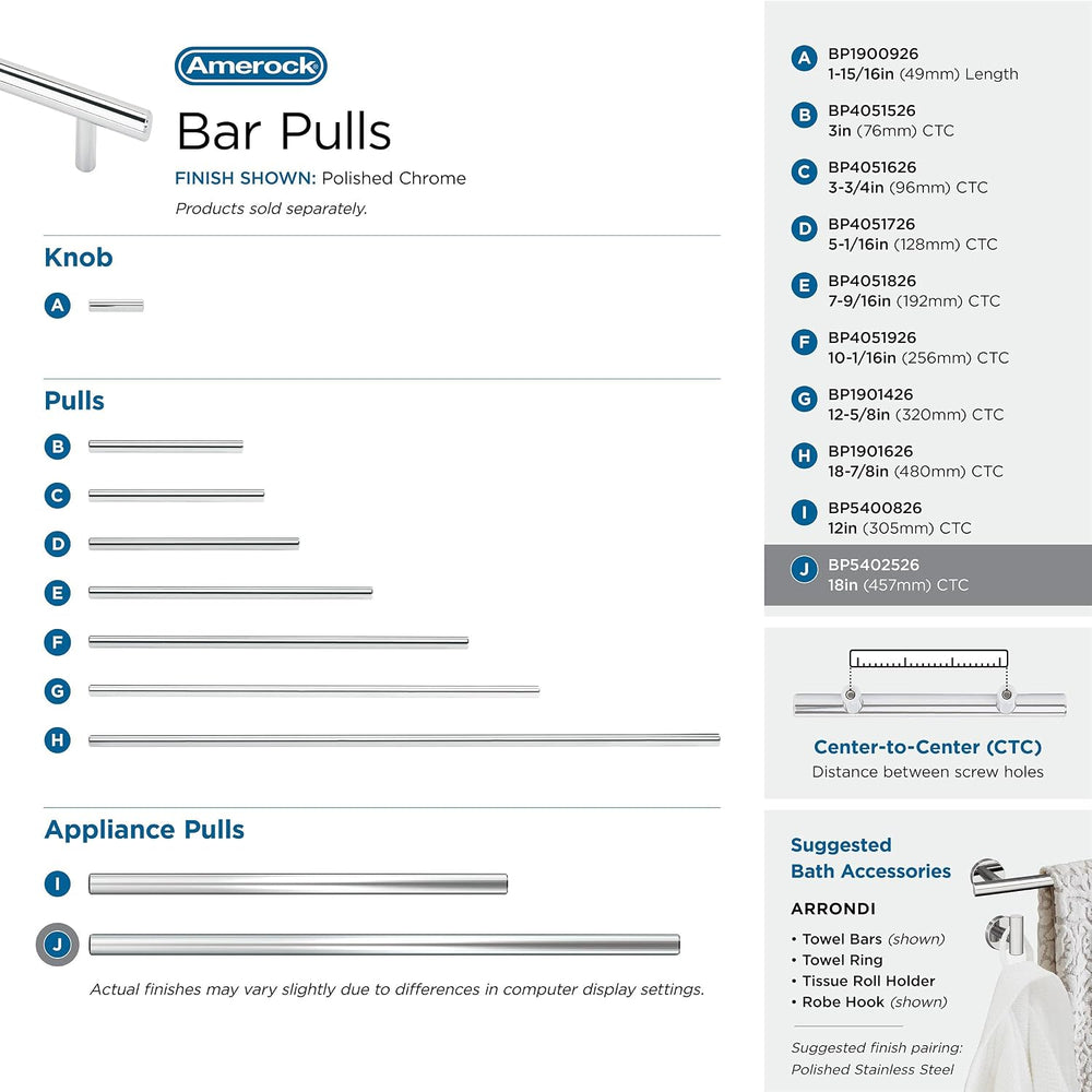 Amerock 18" Bar Pulls Polished Chrome Appliance Pull