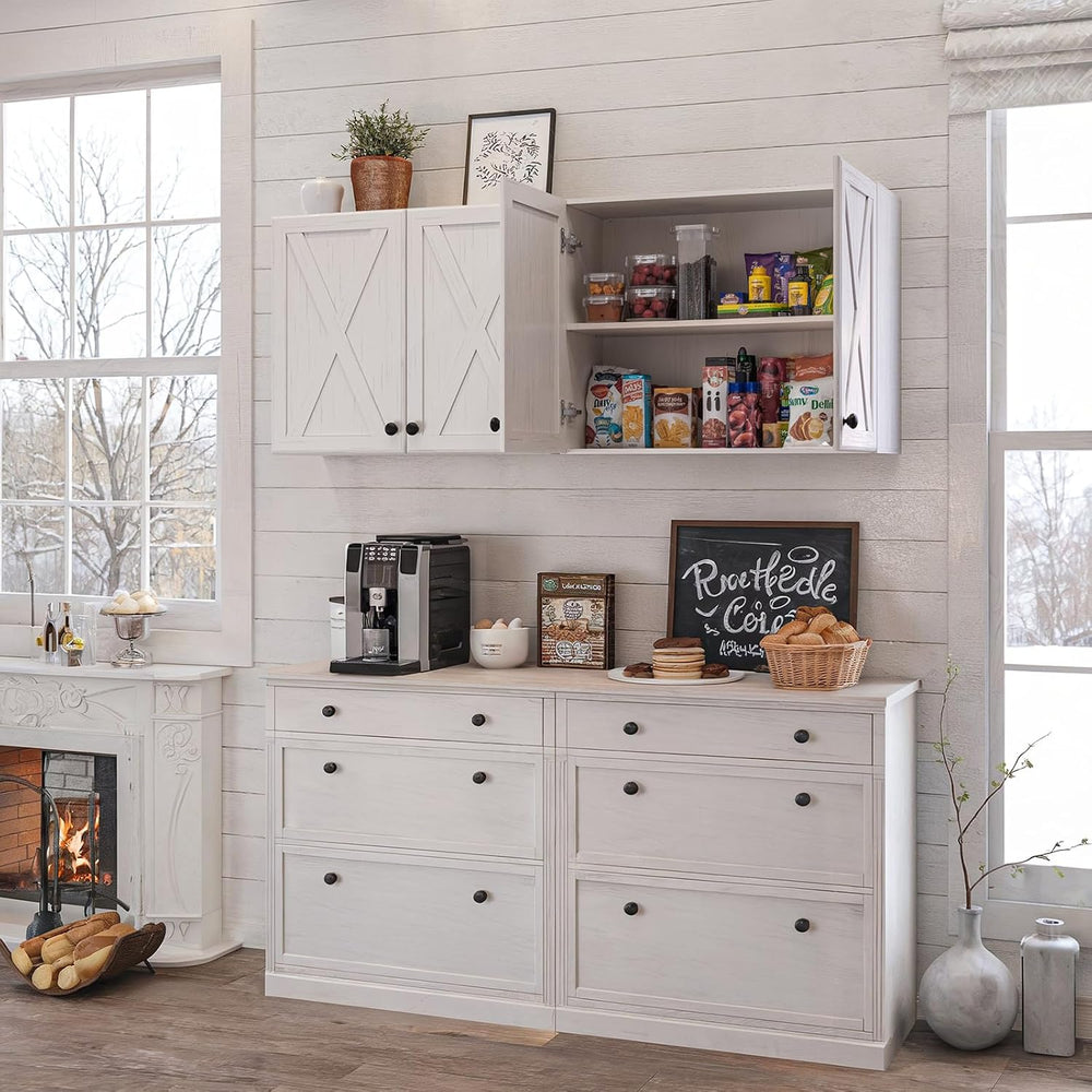 FIMELLO 30’’ Laundry Room Cabinets, Laundry Wall Cabinet Storage, Barn Door K...