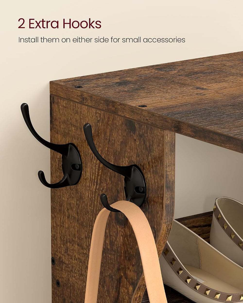 VASAGLE 7-Tier Vertical Shoe Rack, Narrow Shoe Storage Organizer with Hooks