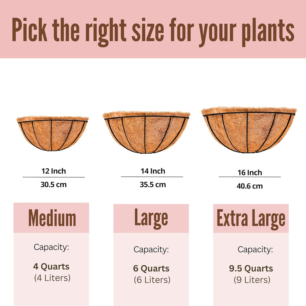 LaLaGreen Large Wall Planter (16 in, 2 Pack) Coco Liner Flower Baskets