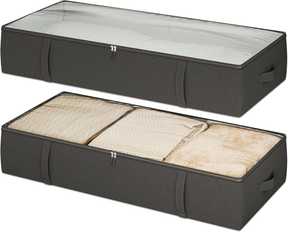2-Pack Under Bed Storage Containers, 8 Inches Tall Underbed Clothes Storage