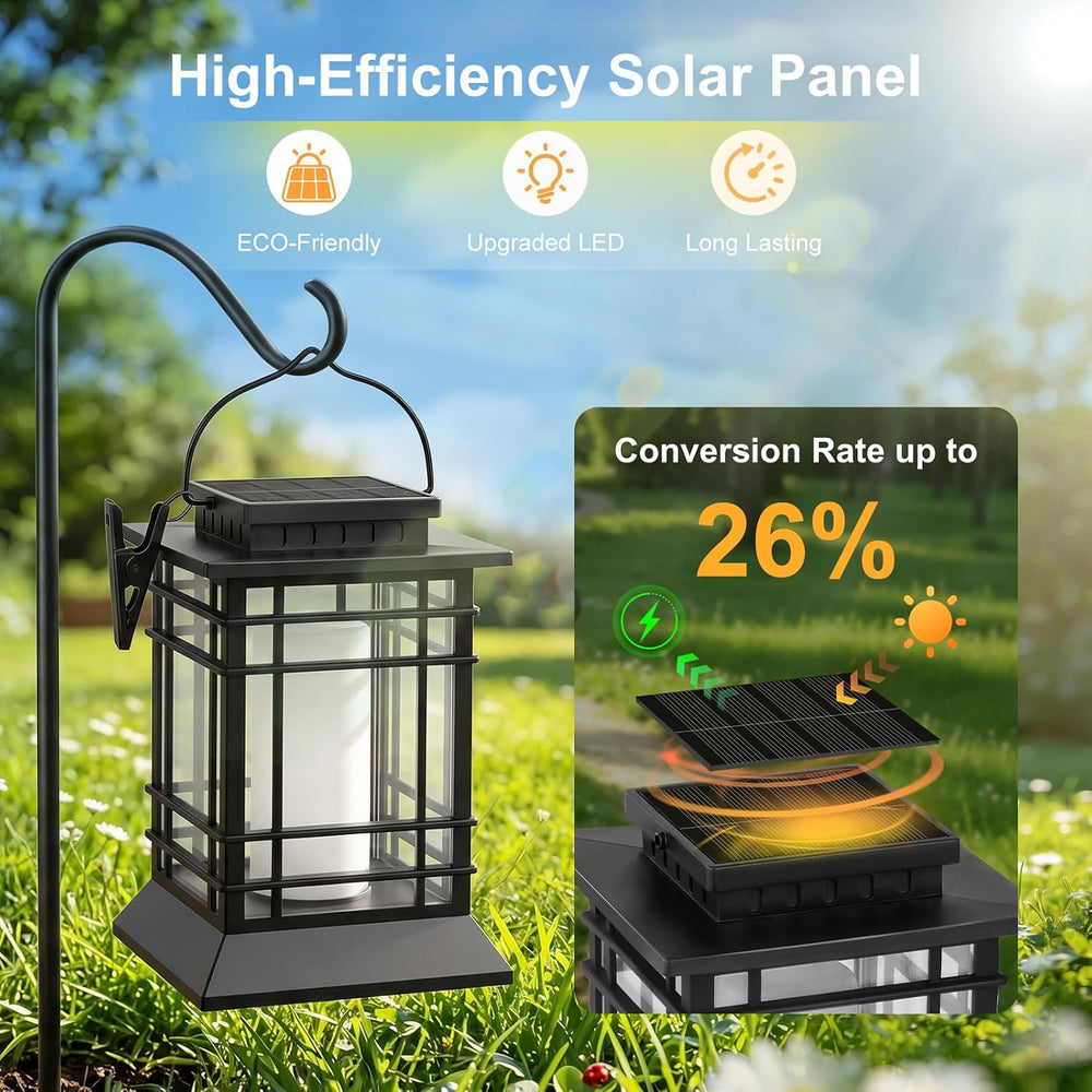 Brightever 4-Pack Solar Lanterns Outdoor Waterproof, Flickering Flame Solar L...