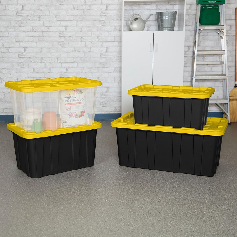 Sterilite Industrial Storage Tote with Lids for Garage, 27 Gallon, 8-Pack