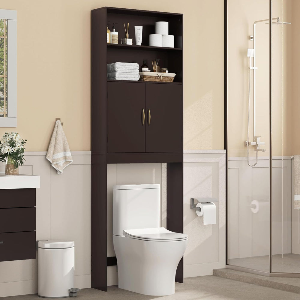Yaheetech 77in Over the Toilet Storage Cabinet, Espresso Bathroom Organizer
