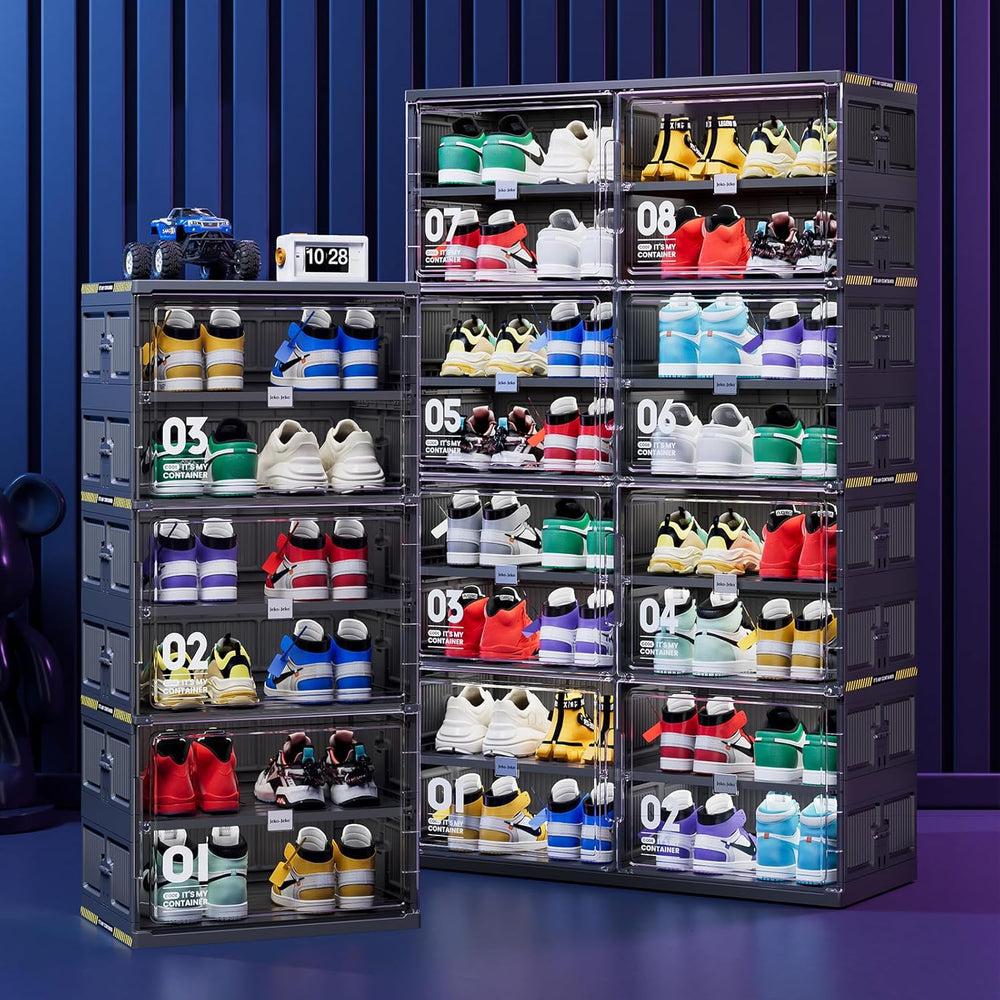 JEKO&JEKO 8-Tier Foldable Shoe Storage Cabinet, Double-Column Large Shoe ...