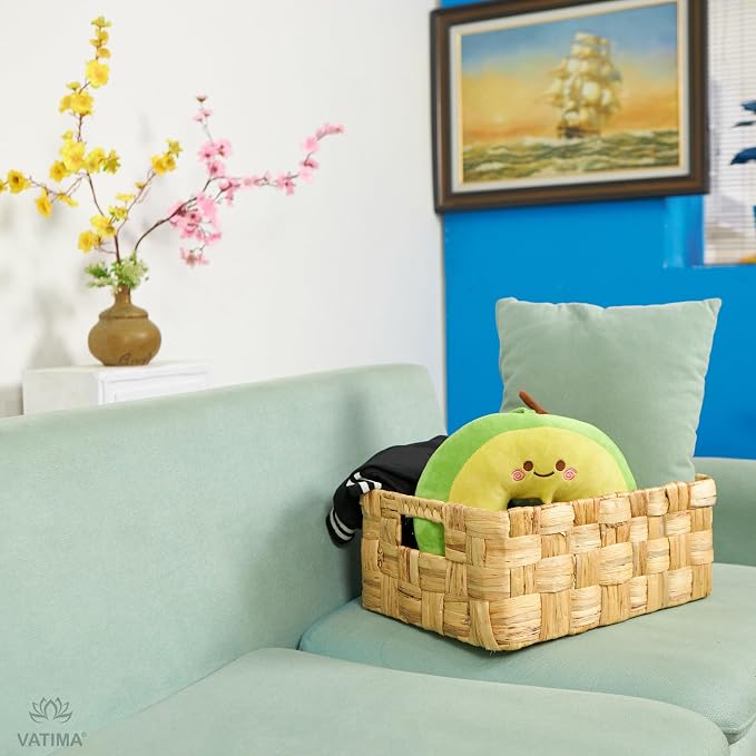 Vatima Jumbo Wicker Storage Basket, Large Hyacinth Organizer, 16.9x12.1x7.1H