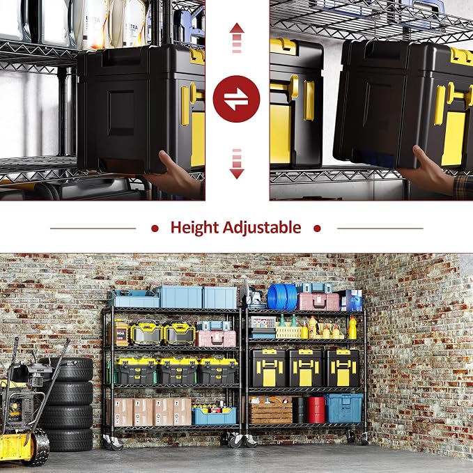 IZEUK 4-Tier Adjustable Heavy Duty Metal Storage Shelving Unit, Wide Utility