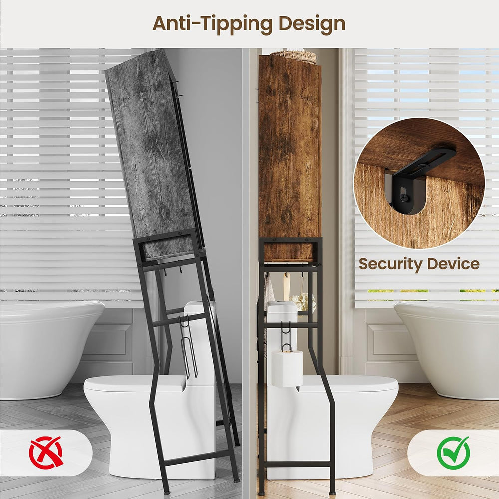Memobarco Over The Toilet Storage Cabinet with Metal Stand, Rustic Brown