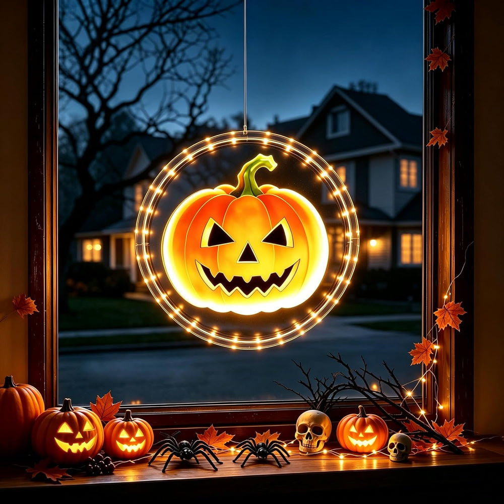 3 Pack Rechargeable Indoor Halloween Window Lights,4/6/12H Timer Function