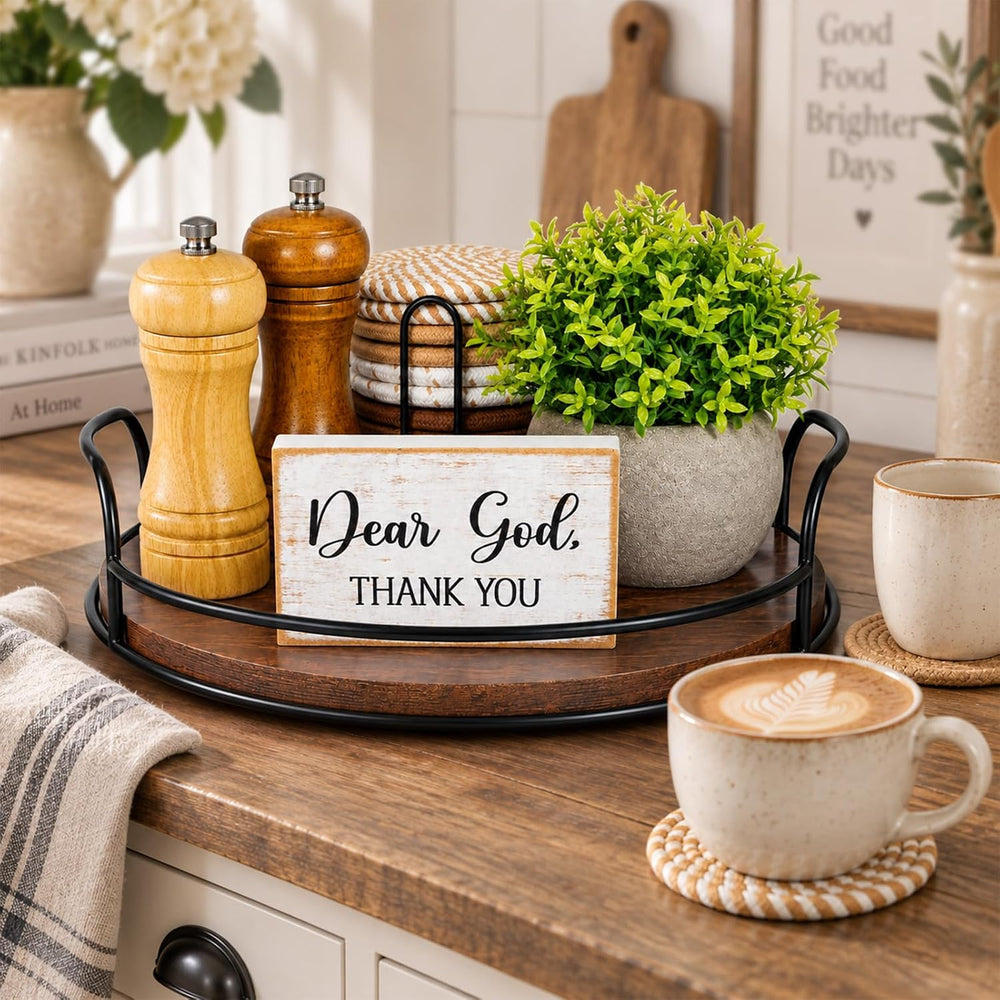 Farmhouse Lazy Susan Kitchen Decor Set of 5 for Dining Table, Table Decor
