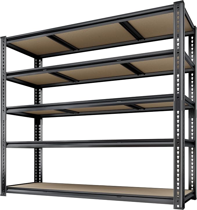 48"W Garage Shelving, 3050LBS Storage Shelves Heavy Duty, 5 Tier Metal S...