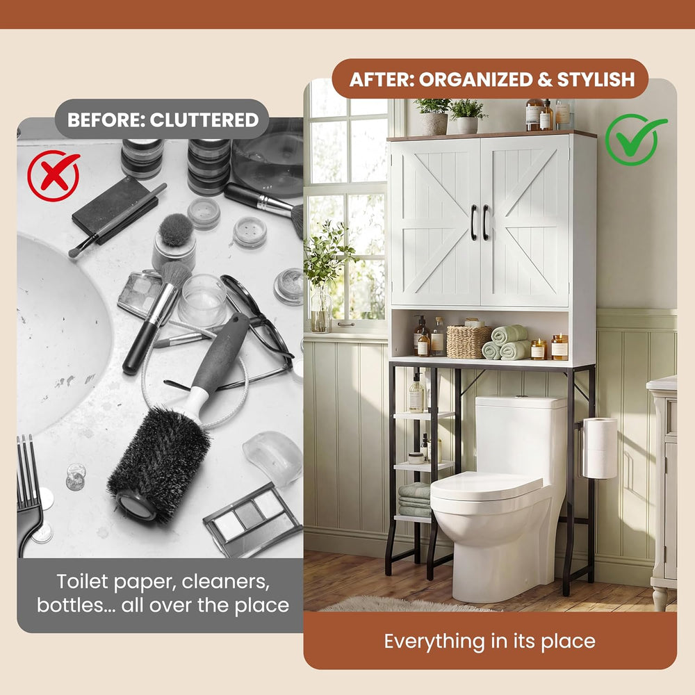 Over The Toilet Storage Cabinet,31" W Bathroom Organizer, White