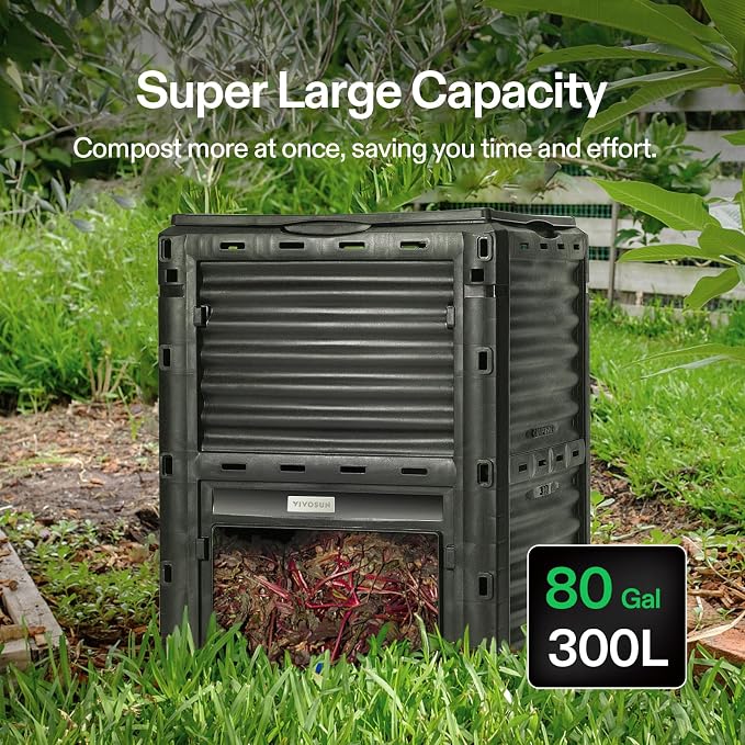 VIVOSUN Compost Bin 80Gallon, Outdoor Composter W/Large Capacity & Easy