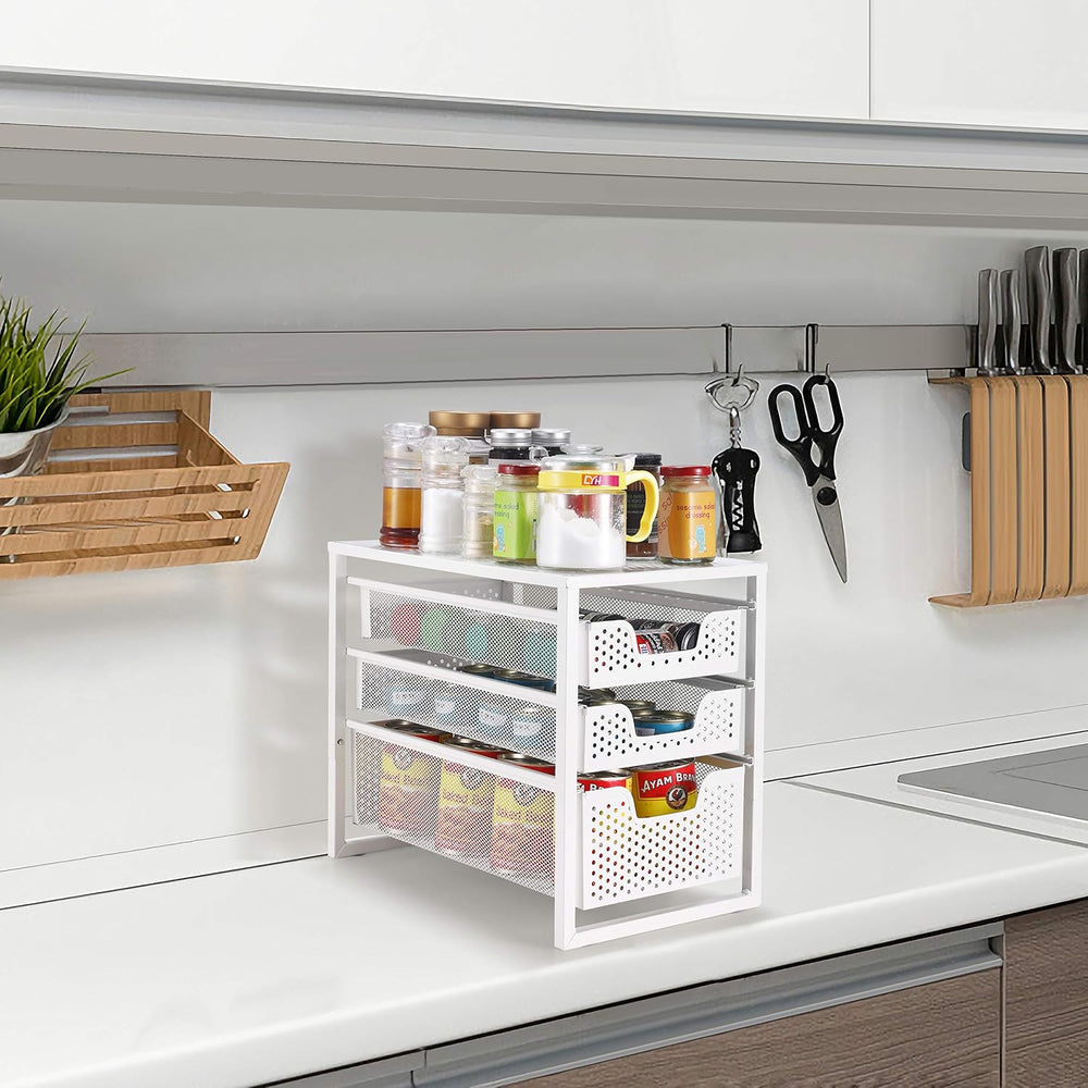Simple Trending Under Sink Organizer 3-Tier with Sliding Storage Drawer