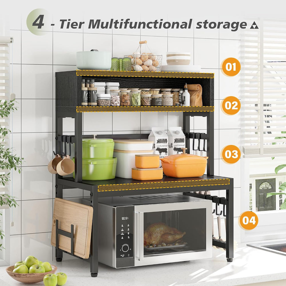 EnHomee 4-Tier Microwave Stand Countertop, Microwave Shelf With Storage