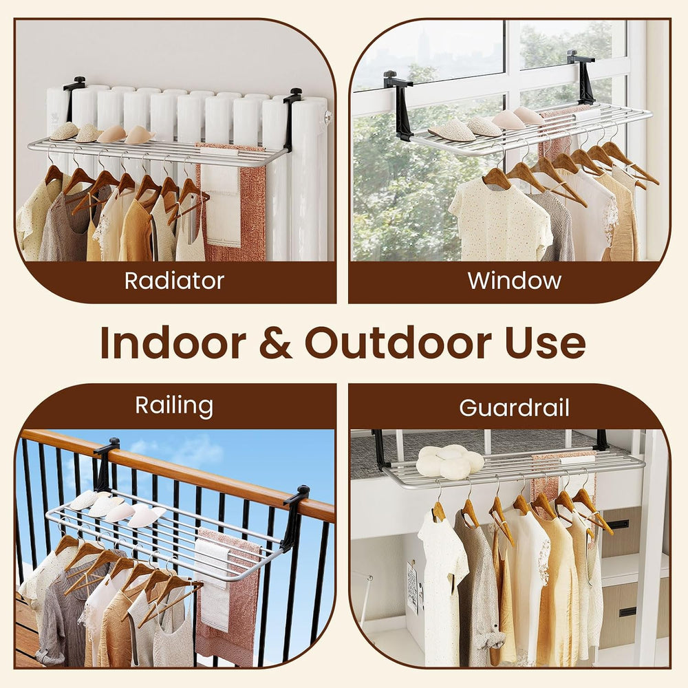 Giantex Portable Clothes Drying Rack, Aluminum Hanging Laundry Rack with Adju...