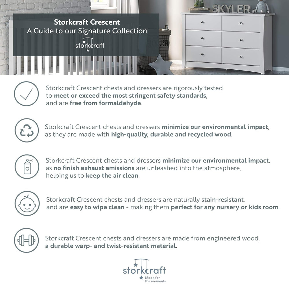 Storkcraft Crescent 6-Drawer Dresser, Pebble Gray