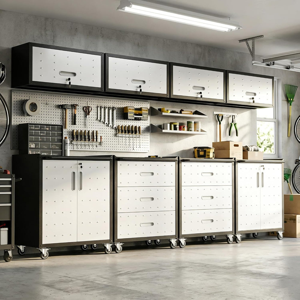 Garage Cabinet System | Heavy Duty Steel All-in-One Modular Garage Cabinet Se...