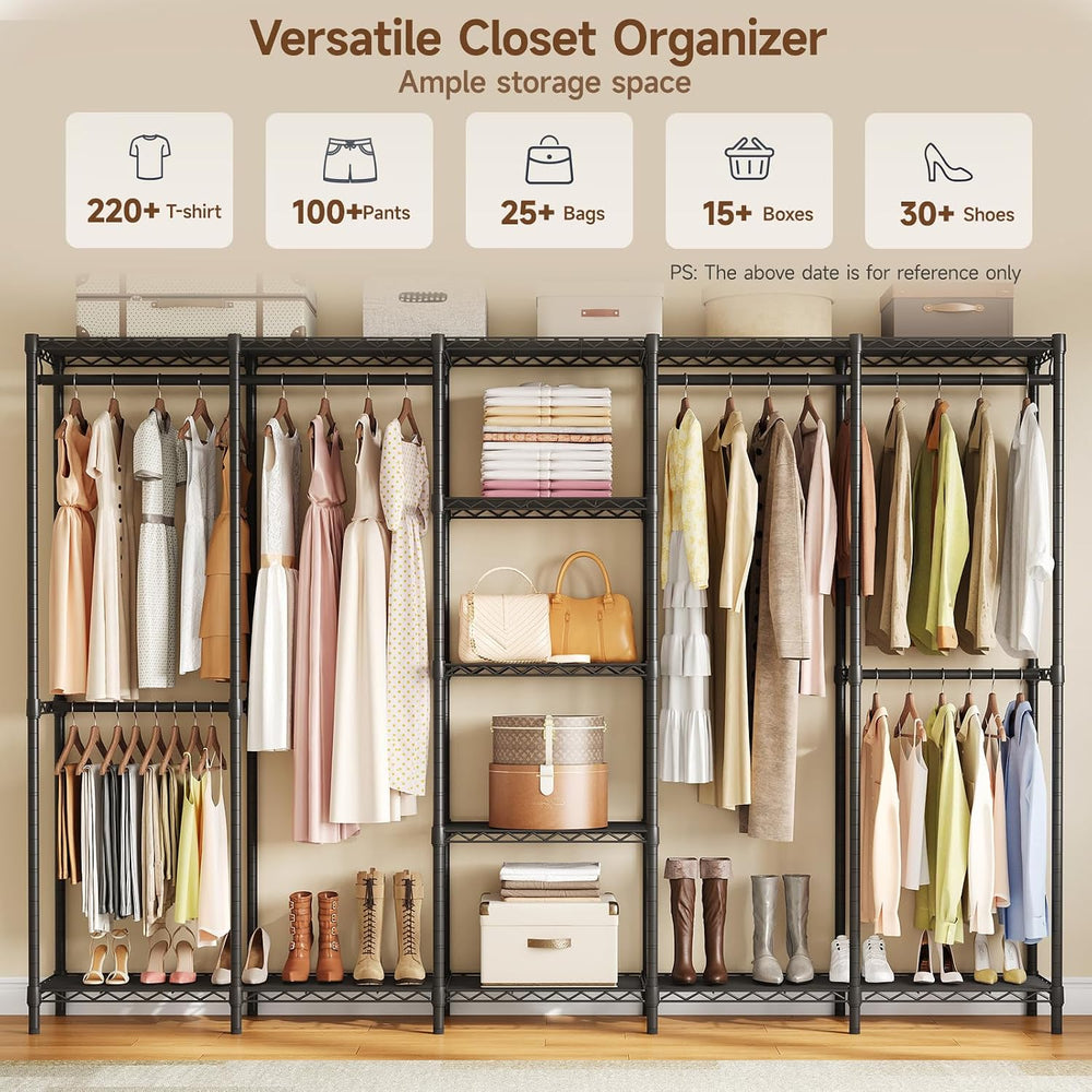 ONBRILL F5 Heavy Duty Clothes Rack Freestanding Modular Closet System Black