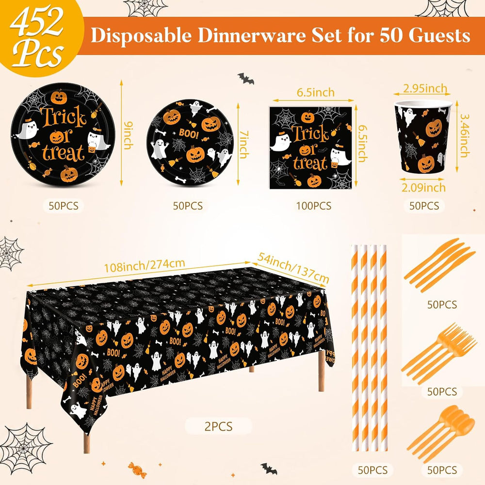 Ceenna Halloween Trick or Treat Party Supply Decoration for 50, Orange