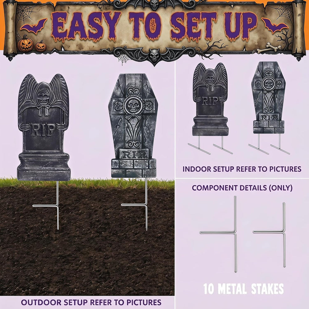 Kendane Halloween Decorations Outdoor RIP 5PACK Tombstone Yard Stakes