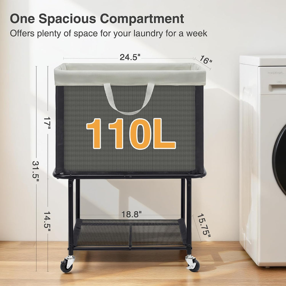 STO STO Rolling Laundry Hamper with Lockable Wheels, 29-Gallon (110L) Laundry...