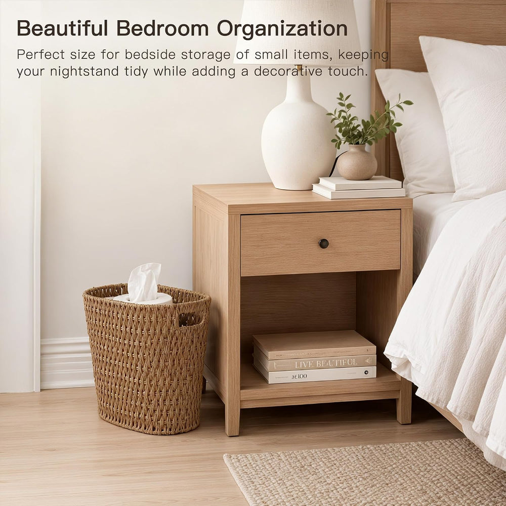 3 Gallon Wicker Trash Can, Paper Rope Small Bathroom Trash Can, Oval