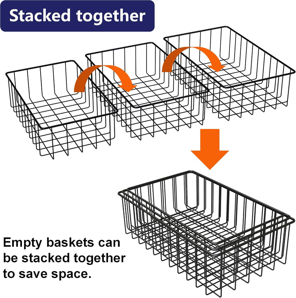 Joben Oligey 12 PACK (3 Szie) Small Wire Storage Baskets for Organizing,Pantr...