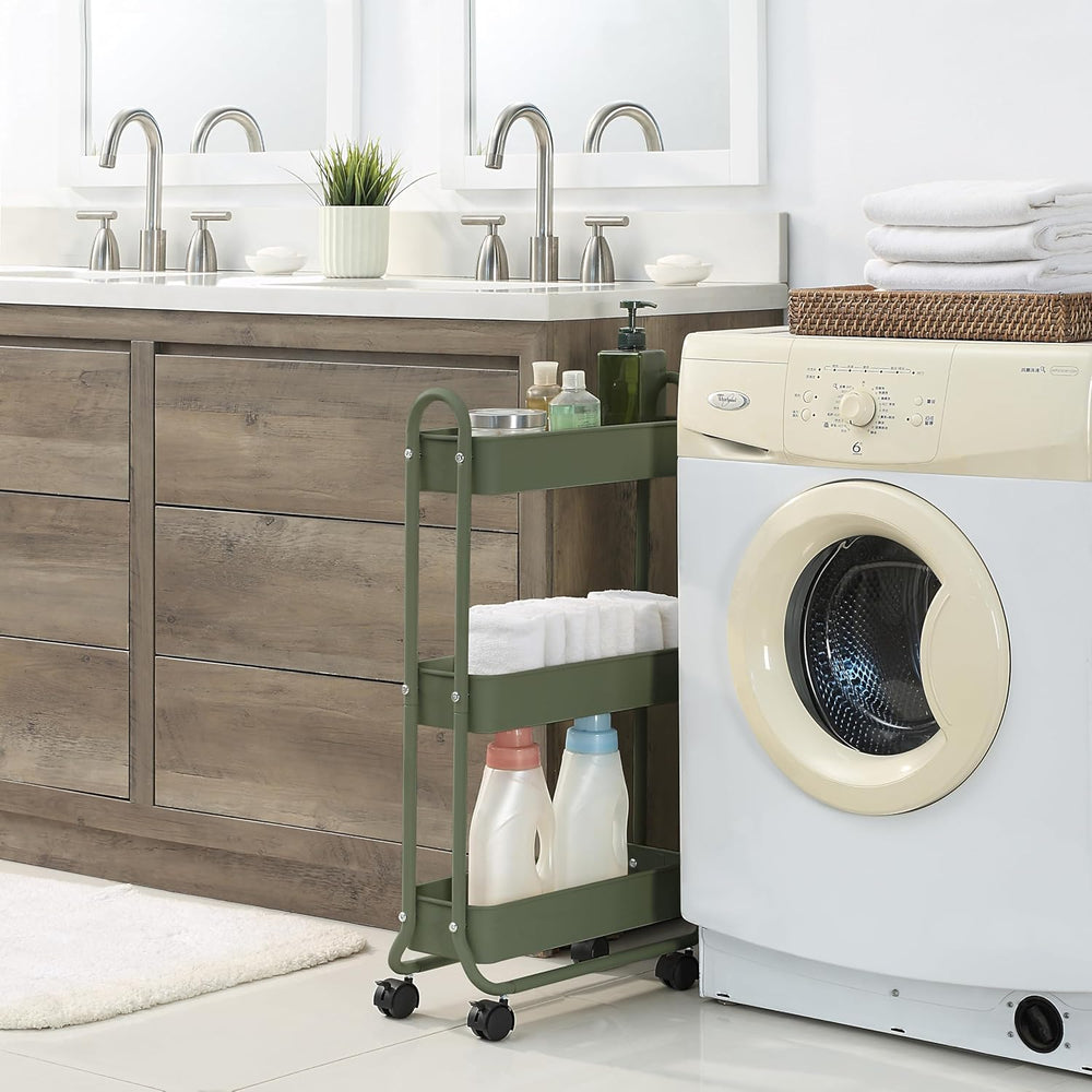 SunnyPoint Slim Rolling Storage Cart, 3 Tier Bathroom Storage Organizer Bathr...