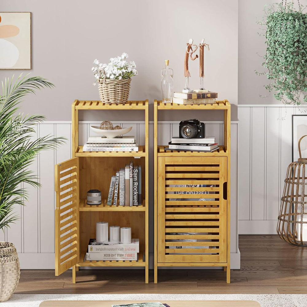 VIAGDO Bamboo Cabinet, Bathroom Storage Cabinet with Single Door and Shelf, F...